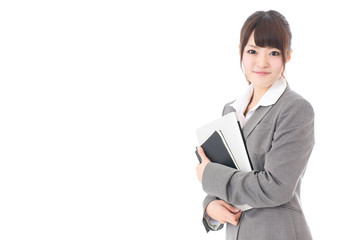 asian businesswoman on white background