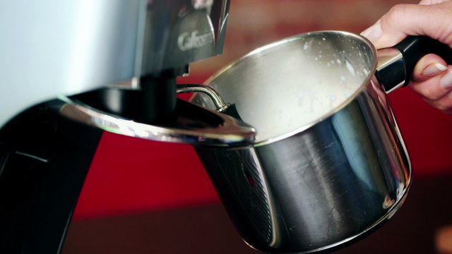 Preparing milk in coffee machine
