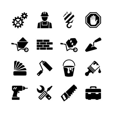 16 Web Icons Set - Building, Construction, Repair And Decoration