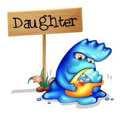 A loving mother monster with her daughter