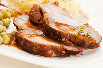 Roast pork with sauce