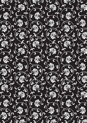 花唐草　モノクロ　白抜き