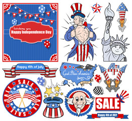 Various Independence day vectors set