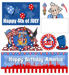 happy 4th of july vector set