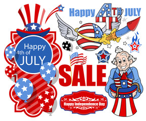 happy 4th of july vector set banners and designs
