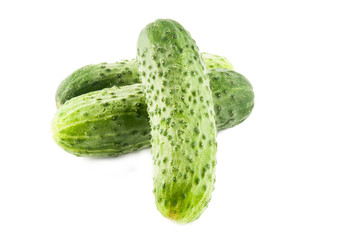 ripe cucumber isolated on white background