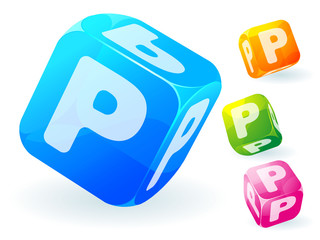 Glossy transparent vector abc cubes.