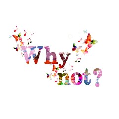 Colorful vector why not words with butterflies background.