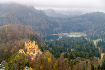 View of Hohenschwangau Castle in Bavarian Alps, Germany - obrazy, fototapety, plakaty