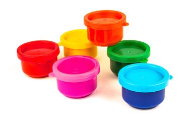 Paint cans of bright colors