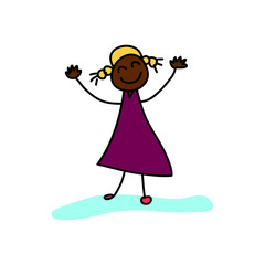 hand drawing happy kids