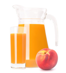 Peach fruit juice in glass jug