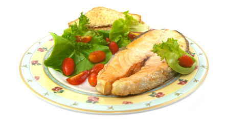 Grilled salmon with vegetables