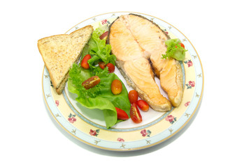 Grilled salmon with vegetables