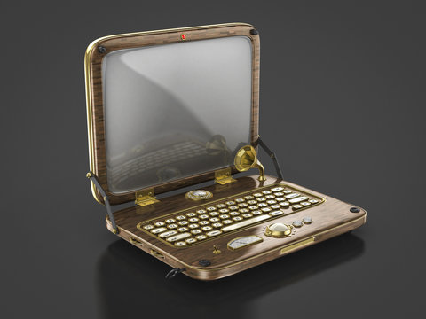 old vintage steam punk laptop