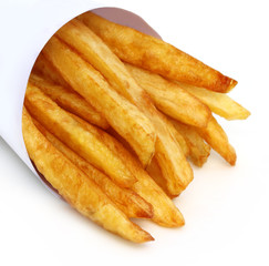 French fry over white background