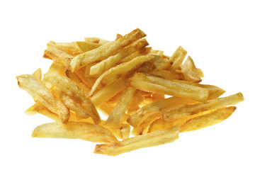 French fries on the white isolated background