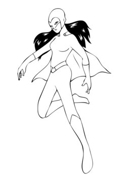 Outline illustration of a super heroine