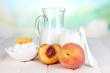Fresh dairy products with peaches