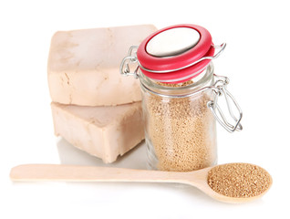 Dry yeast isolated on white