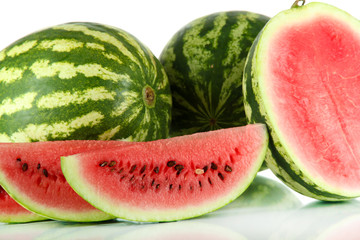 Ripe watermelons isolated on white