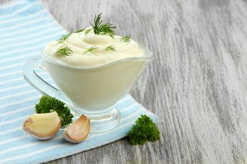 Sour cream on table close-up