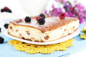 Cheese casserole with raisins