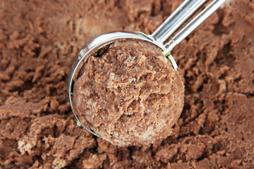 Tasty ice cream scoop, close up
