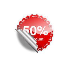 Sale sticker for 50 percent discount