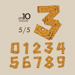 5-5 Set of Wood Vector Numbers 0-9 Editable