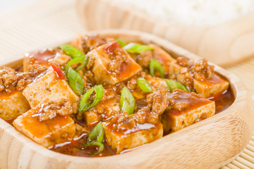 Mapo Tofu - Szechuan tofu and minced pork dish.