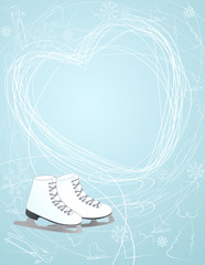 Ice skates with a heart symbol
