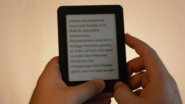 e-book reader bright man finger