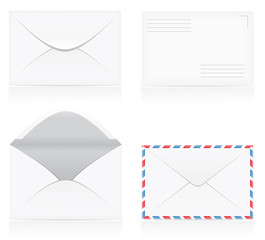 set of white blank envelopes vector illustration