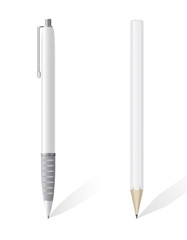 white blank pencil and pen vector illustration