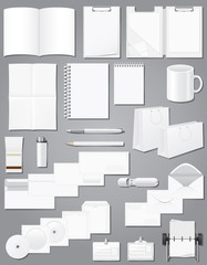 set icons white blank samples for corporate identity design vect