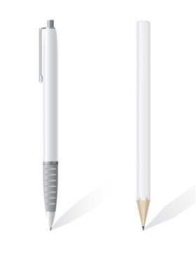 white blank pencil and pen vector illustration
