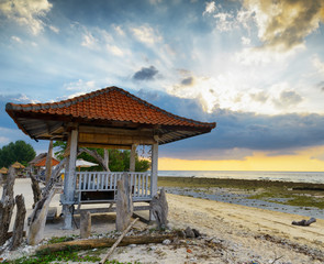 Traditional pavillion on sunset beach