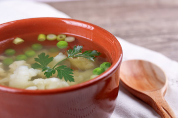 soup with fresh vegetables