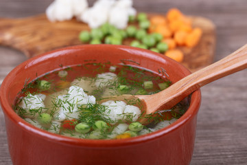 soup with fresh vegetables