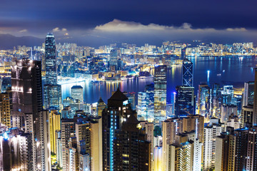 Hong Kong skyline from Victoria Peak at mid night