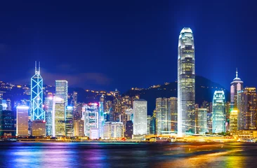 Photo sur Plexiglas Hong Kong Paysage urbain de nuit de Hong Kong