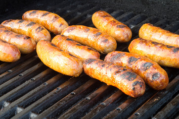 Italian sausages on grill