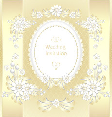 Wedding invitation or congratulation  in gold