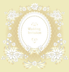 Wedding invitation or congratulation  in gold color retro style