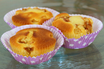 Cupcakes with apple, closeup