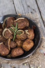 Portion of homemade Matballs in a pan