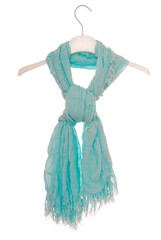 aquamarine scarf on hanger