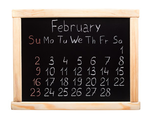 Calendar 2014. February