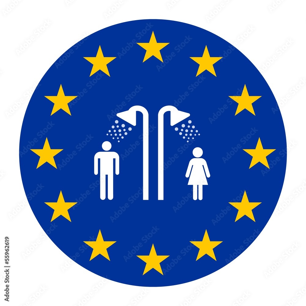 Sticker Homme et femme sous la douche dans un drapeau européen	